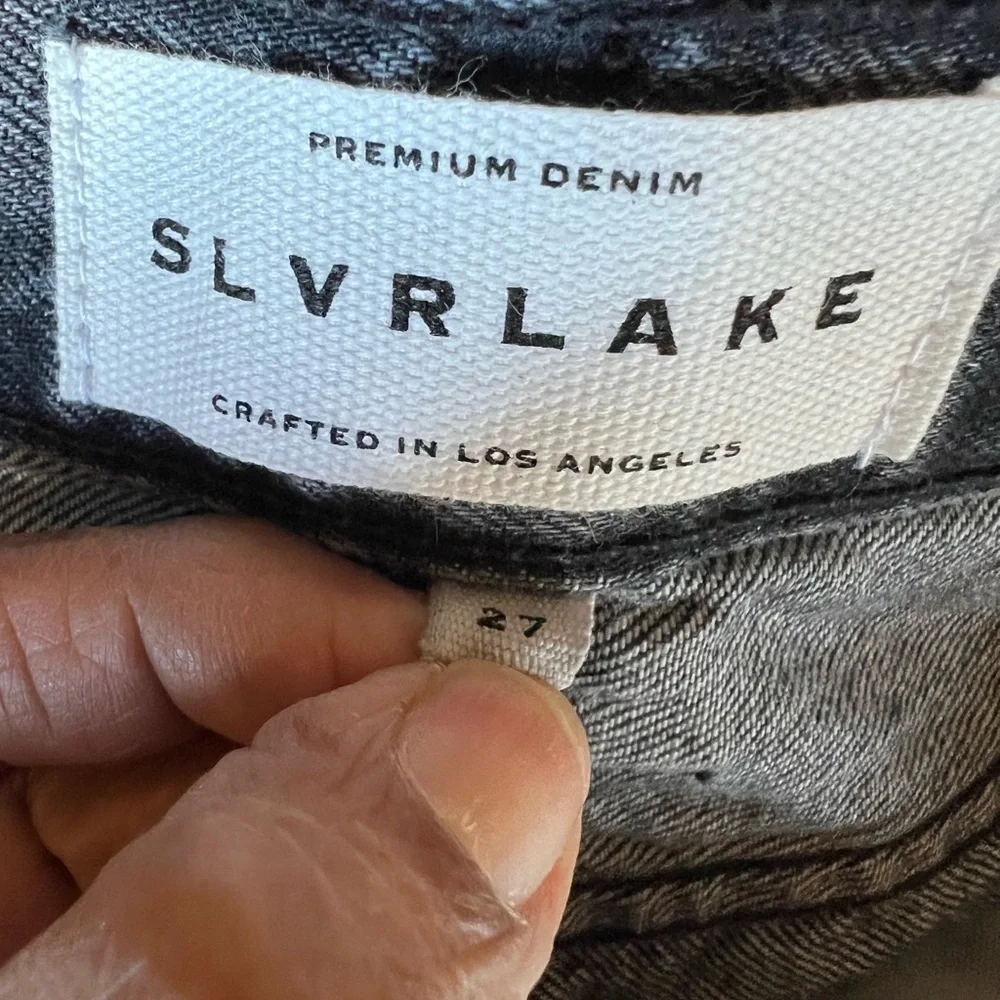 SLVRLAKE London Crop Jeans 27 High Rise Straight Leg Black Gray Wash USA Y2K - Picture 4 of 7